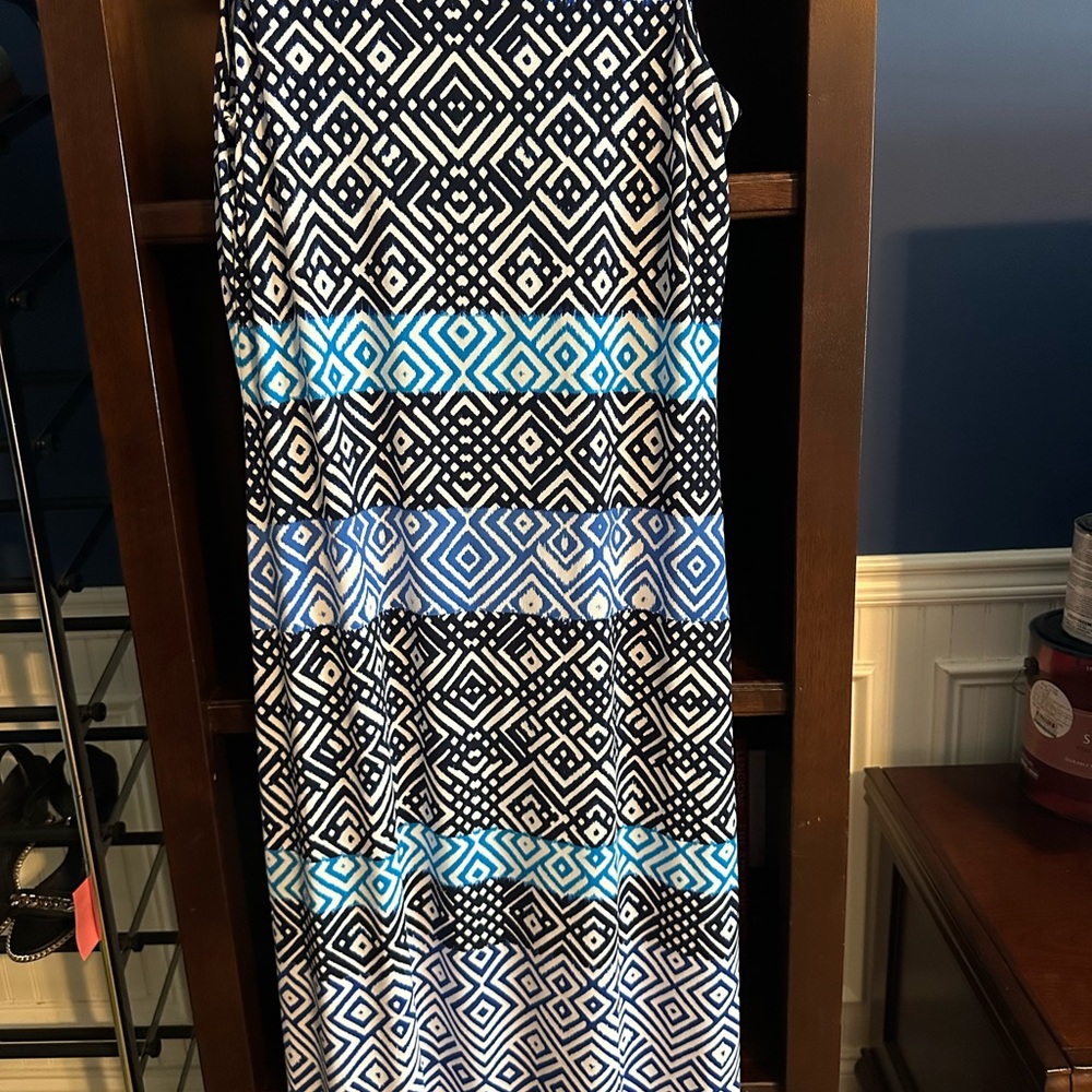 Tommy Bahama Black and Blue Geometric Maxi Dress
